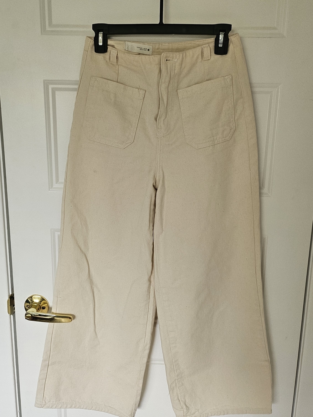 Zara Cream High-Waist Wide Leg Pants